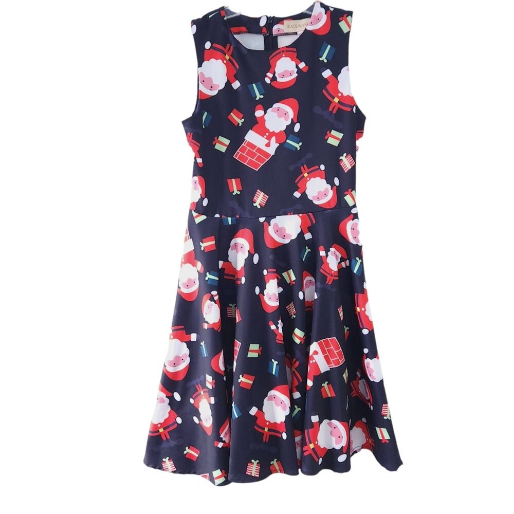 Kate Kasin Santa Christmas Dress Size 11-12, Sleeveless, Fit and Flare